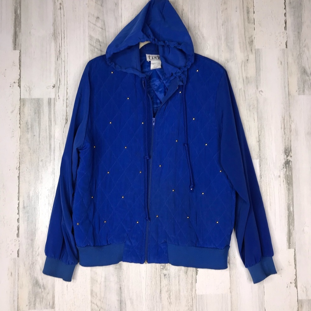 Vintage silky studded hooded parachute windbreaker